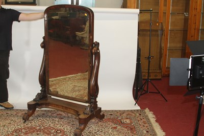 Lot 1200 - A mid-Victorian mahogany cheval mirror, the...