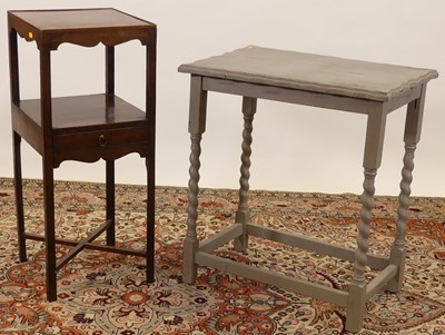 Lot 1206 - A grey painted oak barleytwist turned...