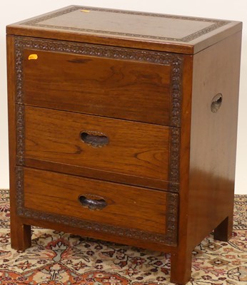 Lot 1232 - A 1960's Oriental hardwood hinge top work...