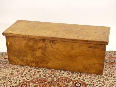 Lot 1236 - A rustic burr elm hinge top blanket chest,...