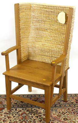 Lot 1306 - A contemporary joined blond oak Orkney chair...