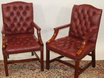 Lot 1308 - A pair of contemporary mahogany framed...