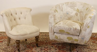 Lot 1317 - A contemporary pale floral fabric upholstered...