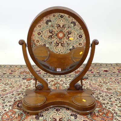 Lot 1338 - A Victorian mahogany oval swing toilet mirror,...