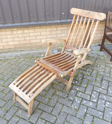 Lot 1344 - A contemporary slatted teak garden steamer...