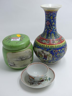 Lot 239 - A Chinese enamel decorated vase, height 23cm,...