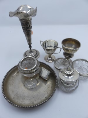 Lot 444 - Various metal wares to inlcude silver egg cup,...