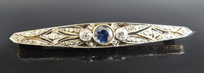 Lot 2302 - An Edwardian yellow and white metal, sapphire...