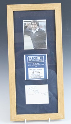 Lot 784 - Seve Ballesteros, a signed autograph page,...