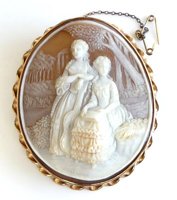 Lot 2333 - A 9ct yellow gold mounted carved shell cameo...