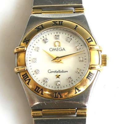 Lot 2386 - A lady's Omega Constellation bi-metal quartz...