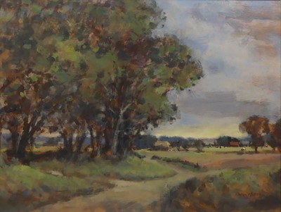 Lot 327 - Owen Waters (1916-2004) - Tree-lined landscape...