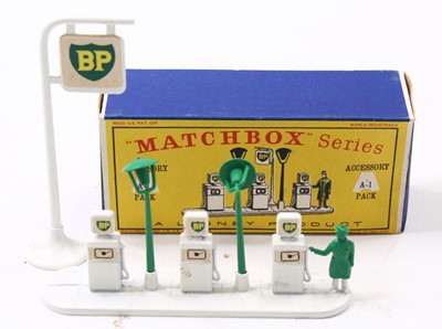 Lot 1663 - A Matchbox series A1 accessory pack, BP garage...