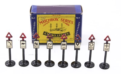 Lot 1669 - A Matchbox No. 4 accessory pack road signs,...