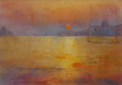 Lot 242 - Cecil Rice (b.1961) - Sunset over Zitelle,...