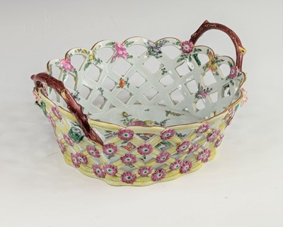 Lot 2059 - A Worcester porcelain table basket, circa 1770,...