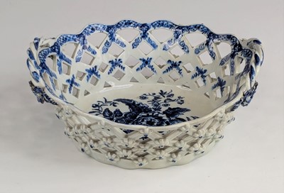 Lot 2035 - A Lowestoft porcelain chestnut basket, circa...