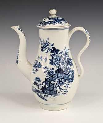 Lot 2030 - A Lowestoft porcelain coffee pot, circa 1775,...