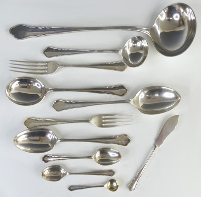 Lot 2185 - An extensive George V silver 12-place setting...