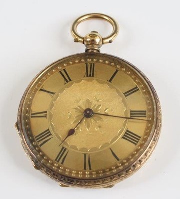 Lot 2358 - An 18ct gold keywind open face pocket watch,...