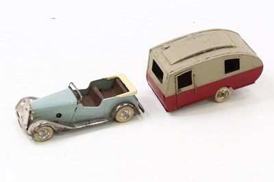 Lot 1910 - A Triang Minic pre-war limousine and caravan...