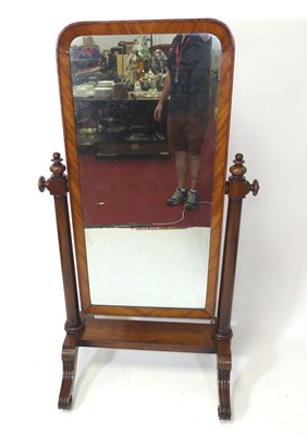 Lot 2615 - A circa 1830 mahogany cheval mirror, the...