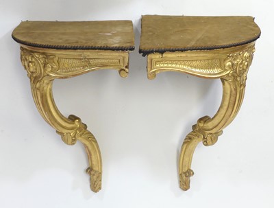 Lot 2554 - A pair of antique and later giltwood corner...