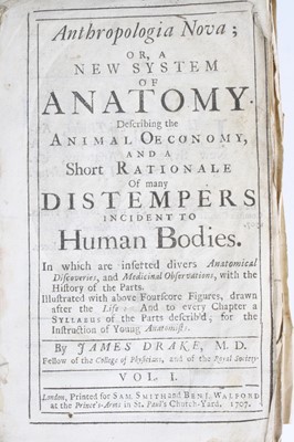 Lot 478 - Drake, James: Anthropologia Nova; or, a New...