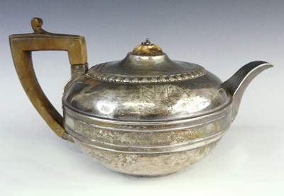 Lot 2208 - A George III silver teapot, of squat circular...