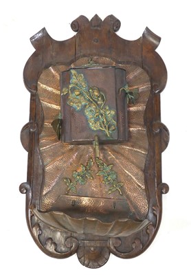 Lot 177 - A French Art Nouveau copper and brass wall...