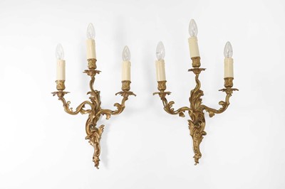 Lot 111 - A pair of Louis XV-style gilt-metal wall...