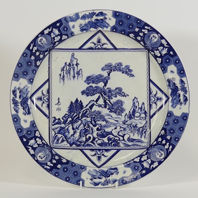 Lot 13 - A Japanese blue & white pottery charger,...