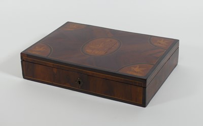 Lot 28 - A 19th century inlaid walnut box, decorated...