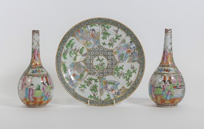 Lot 30 - A Chinese Canton porcelain plate, decorated...