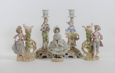 Lot 39 - A pair of German porcelain figural table...