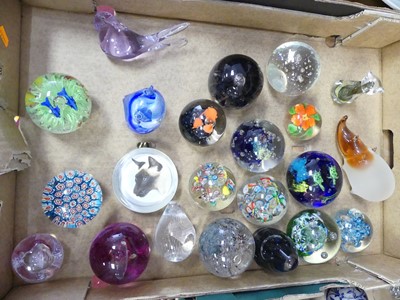 Lot 56 - A collection of glass paperweights, various...