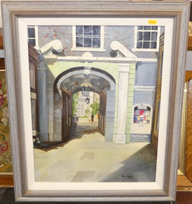 Lot 1021 - David Napley - New Square, oil on canvas,...