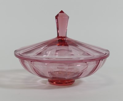 Lot 83 - A Moser pink glass powder bowl, dia. 16cm boxed