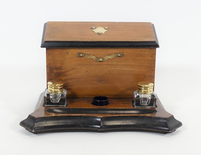 Lot 26 - A Victorian walnut and ebonised desk stand,...