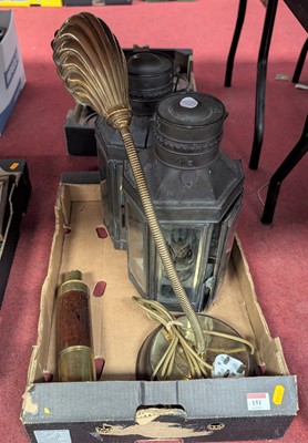 Lot 151 - A brass adjustable desk lamp, having shell...