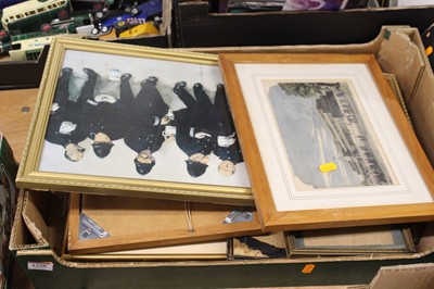 Lot 1558 - A tray containing  various framed prints