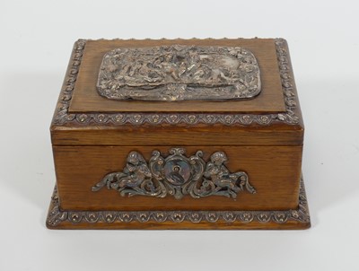 Lot 130 - An early 20th century oak and silver plated...