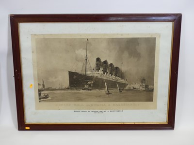 Lot 1082 - A pair of monochrome prints, being Cunard RMS...