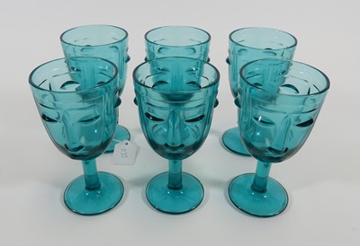 Lot 163 - A set of six Art Deco style green glass...