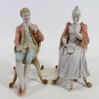 Lot 181 - A pair of continental bisque porcelain figures,...