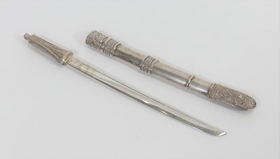 Lot 252 - A Japanese white metal letter opener in the...