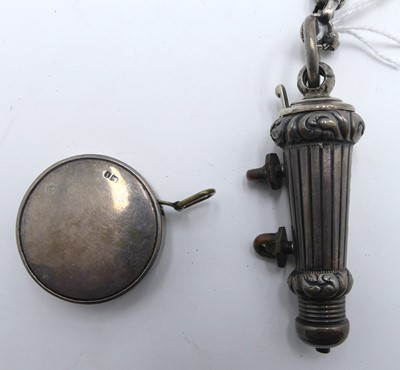 Lot 262 - A Victorian silver whistle having acanthus...