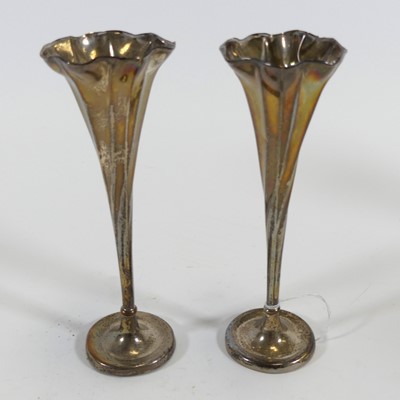 Lot 225 - A pair of Edward VII silver spill vases,...