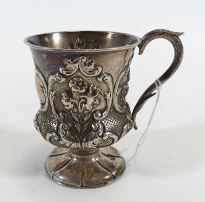 Lot 236 - A Victorian silver cup, repousse decorated...