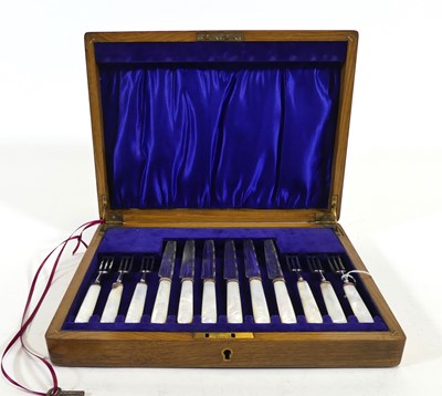 Lot 242 - A six-place set of silver plated and mother of...